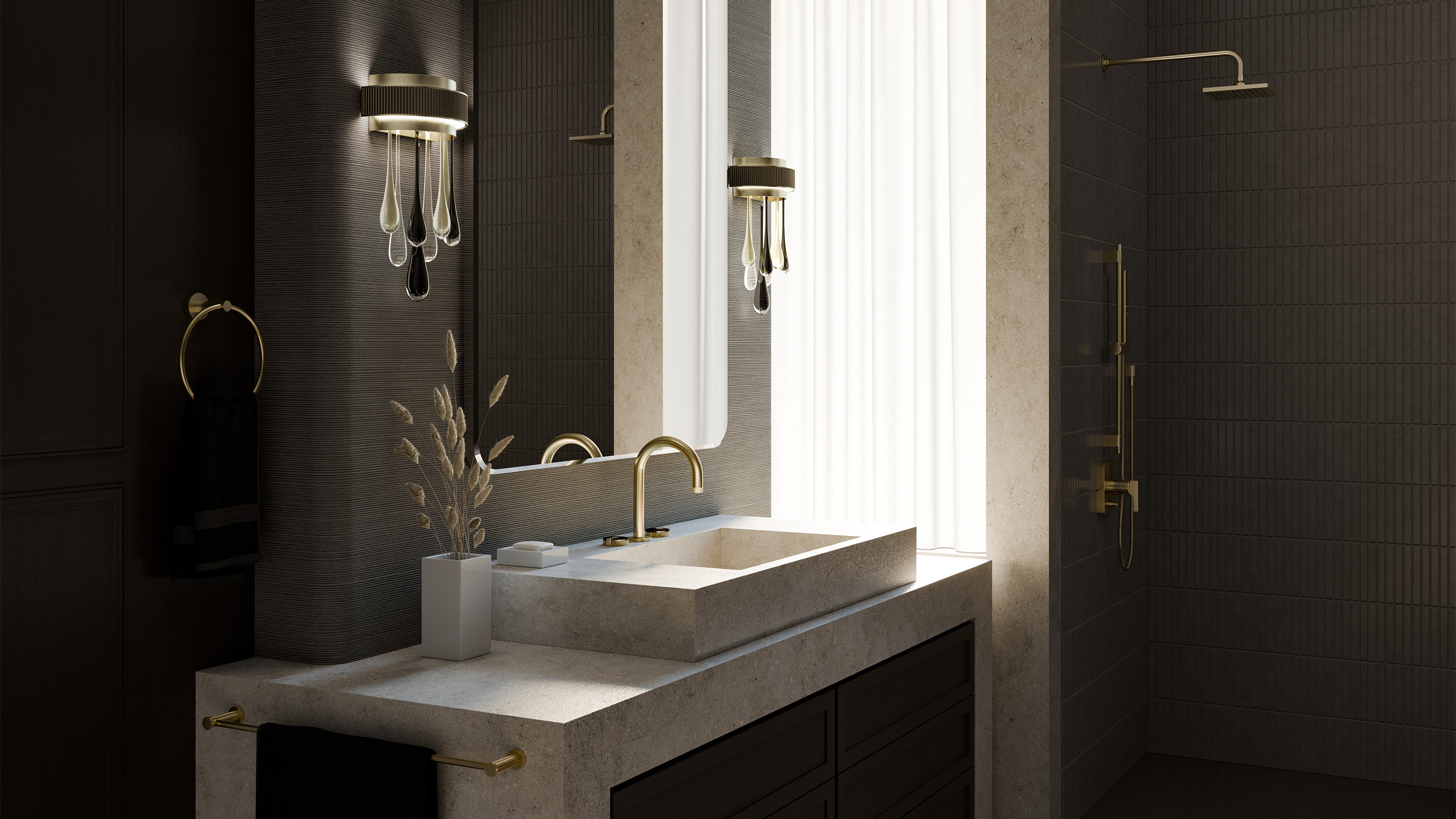 3D product rendering of a lighting wall sconce